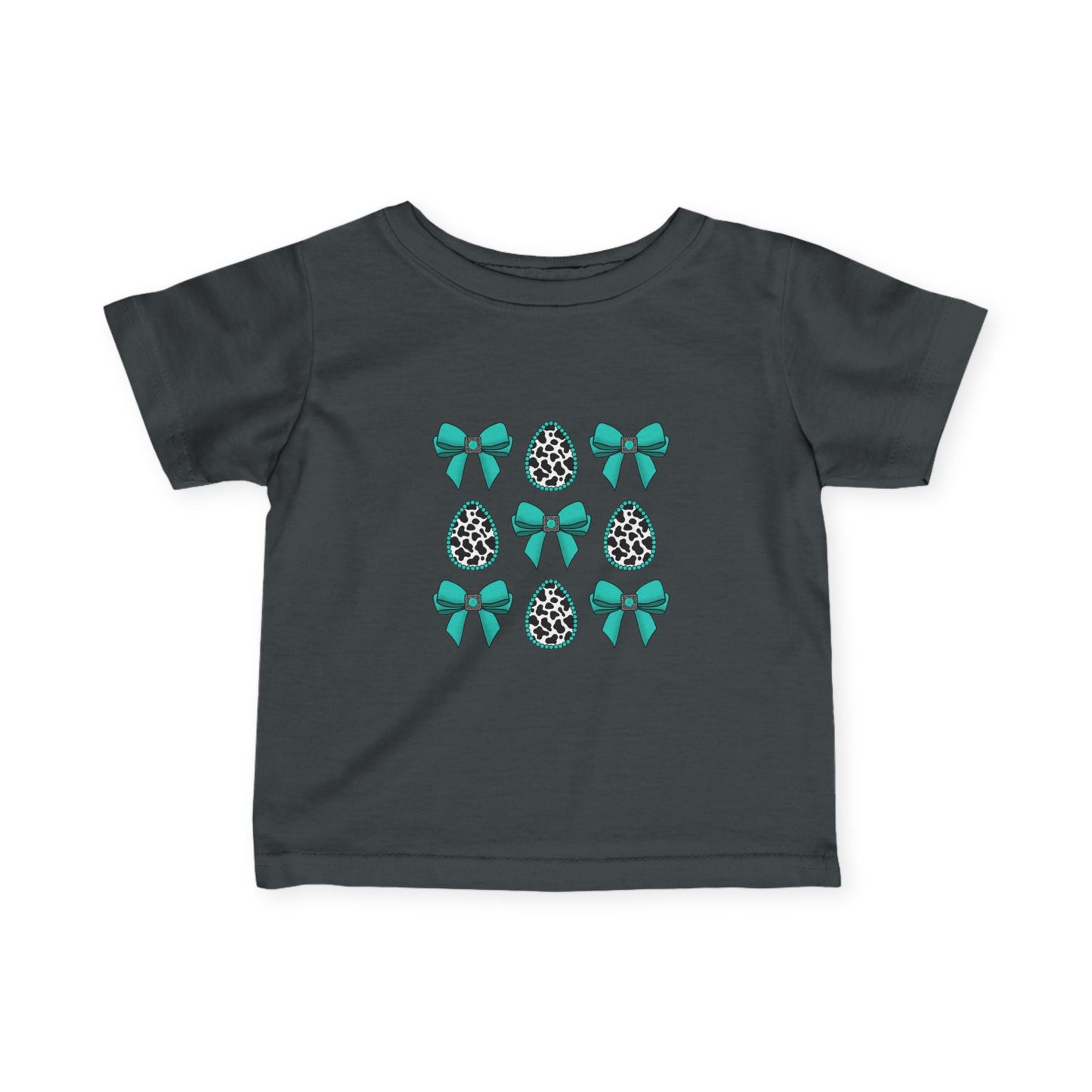LEOPARD EASTER EGGS & AQUA BOWS BABY SHIRT