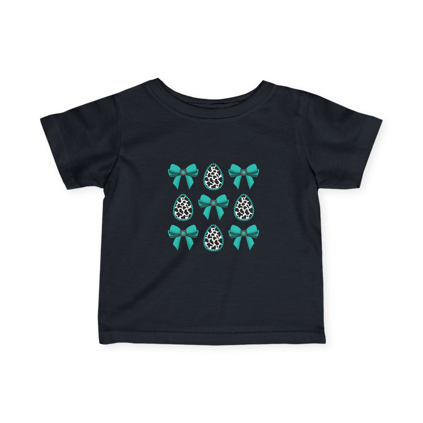 LEOPARD EASTER EGGS & AQUA BOWS BABY SHIRT