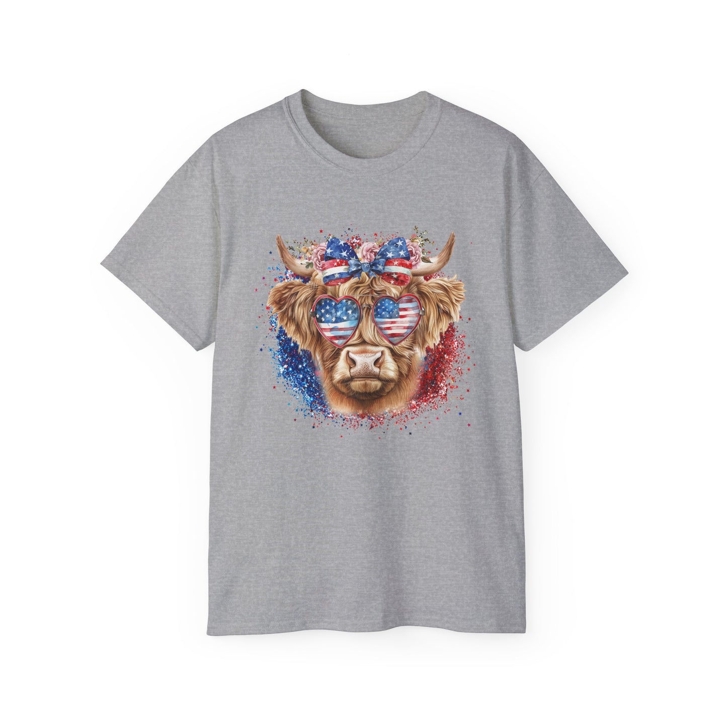 PATRIOTIC HIGHLAND COW GRAPHIC TEE