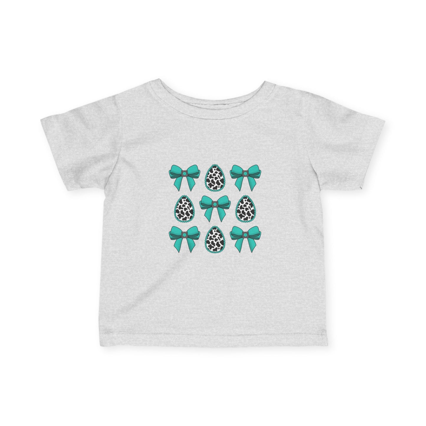 LEOPARD EASTER EGGS & AQUA BOWS BABY SHIRT