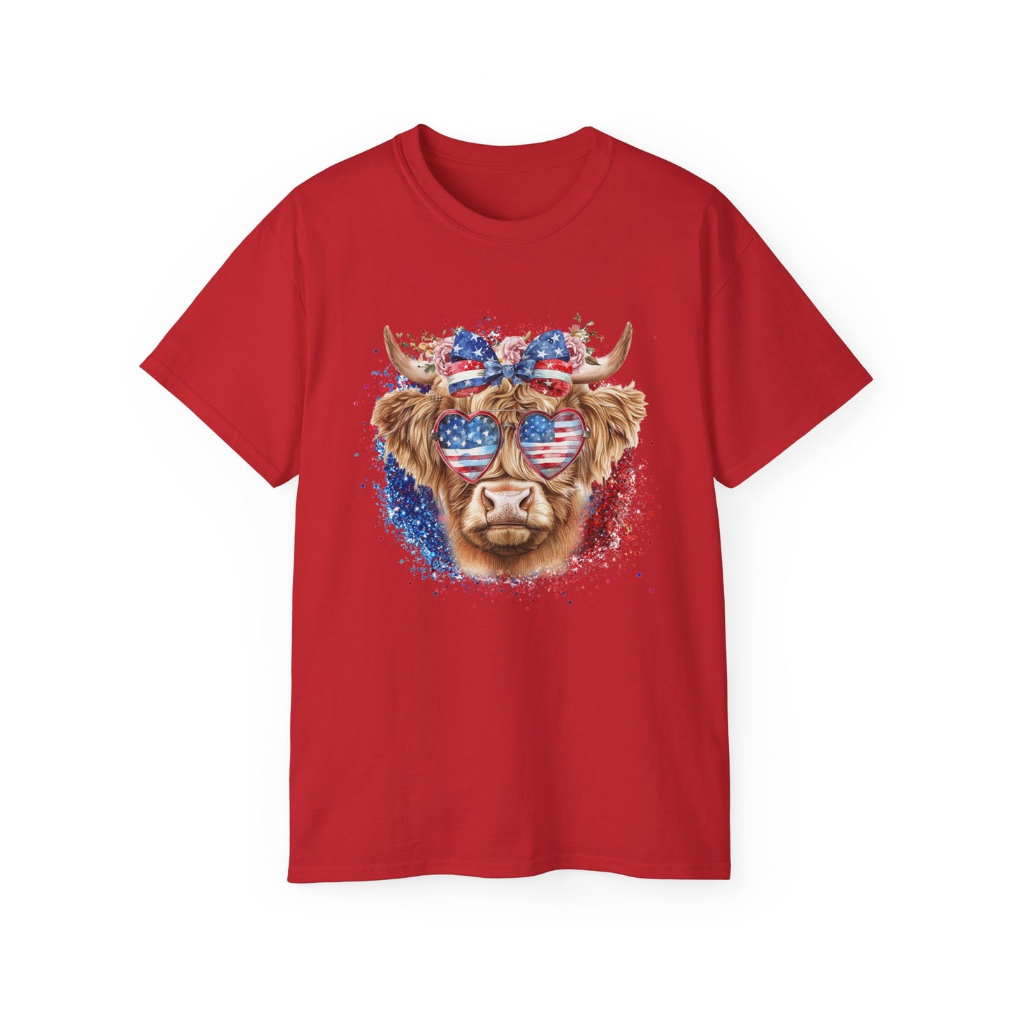 PATRIOTIC HIGHLAND COW GRAPHIC TEE
