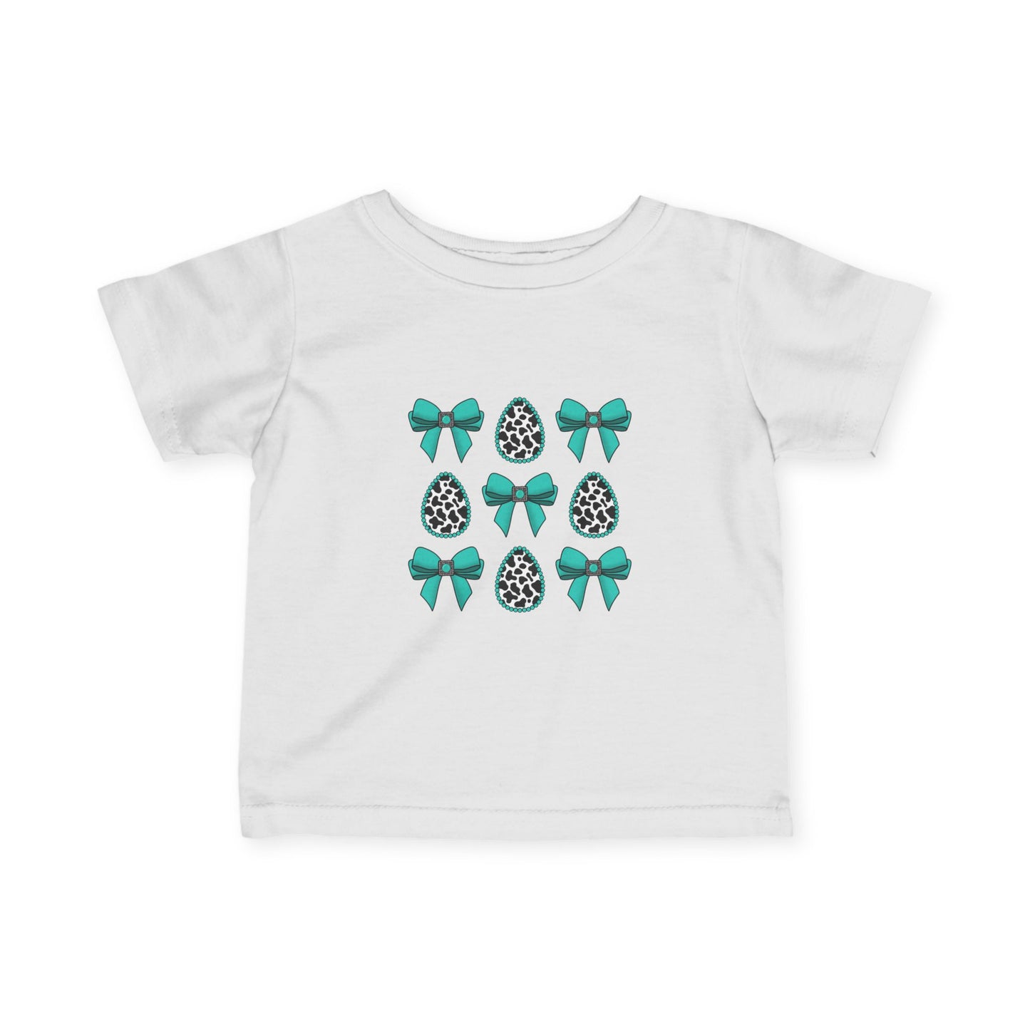 LEOPARD EASTER EGGS & AQUA BOWS BABY SHIRT