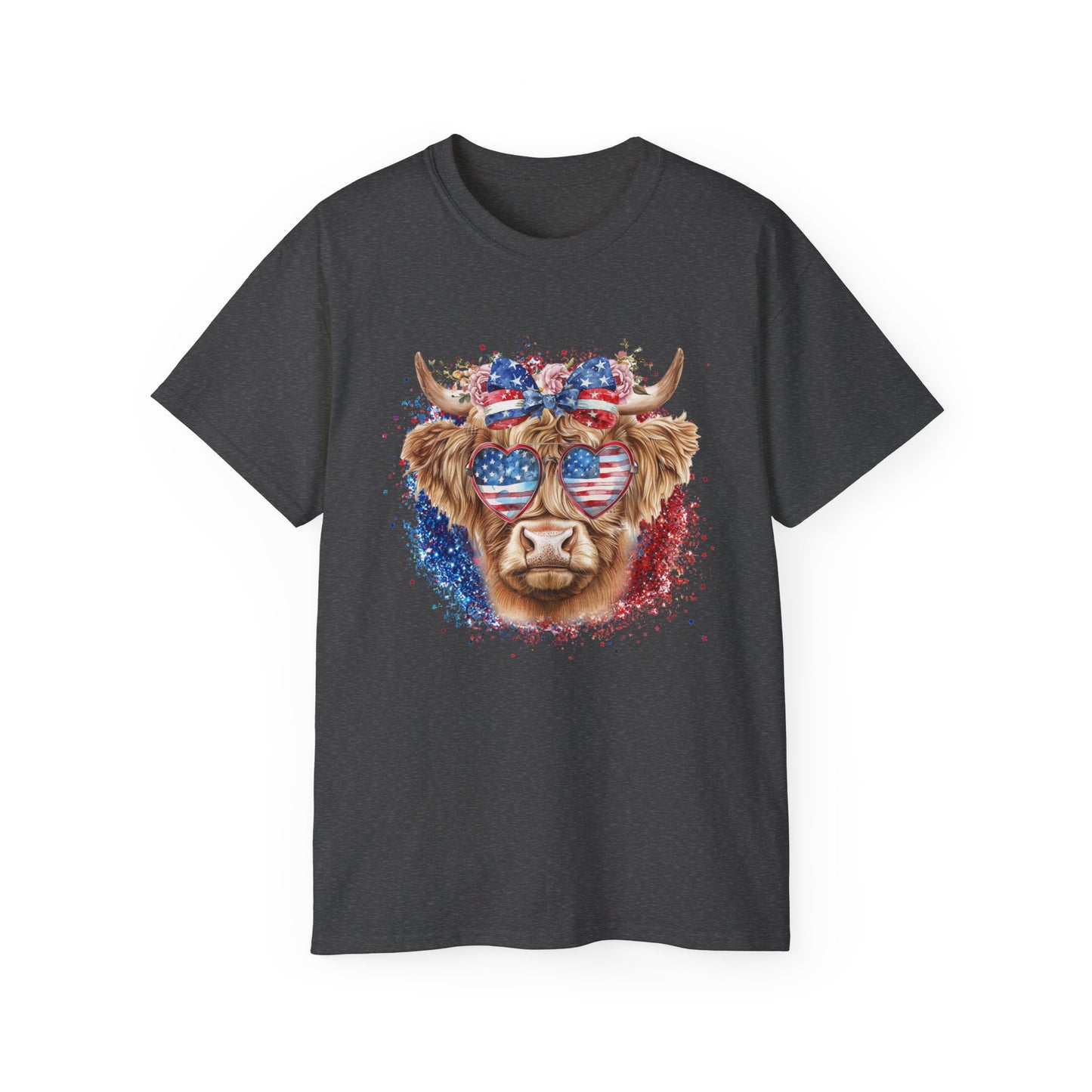 PATRIOTIC HIGHLAND COW GRAPHIC TEE