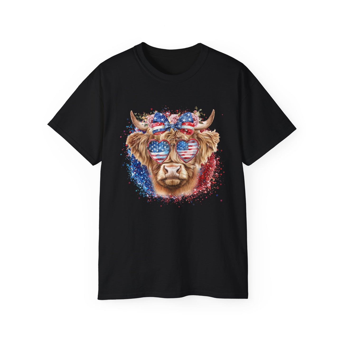 PATRIOTIC HIGHLAND COW GRAPHIC TEE