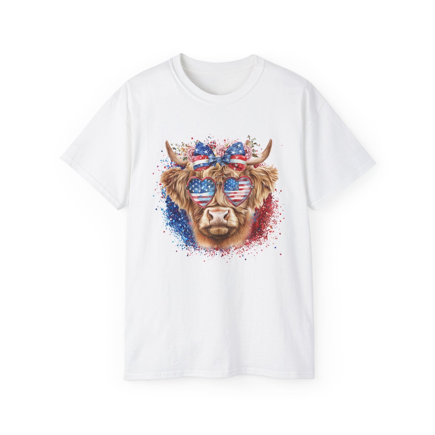 PATRIOTIC HIGHLAND COW GRAPHIC TEE